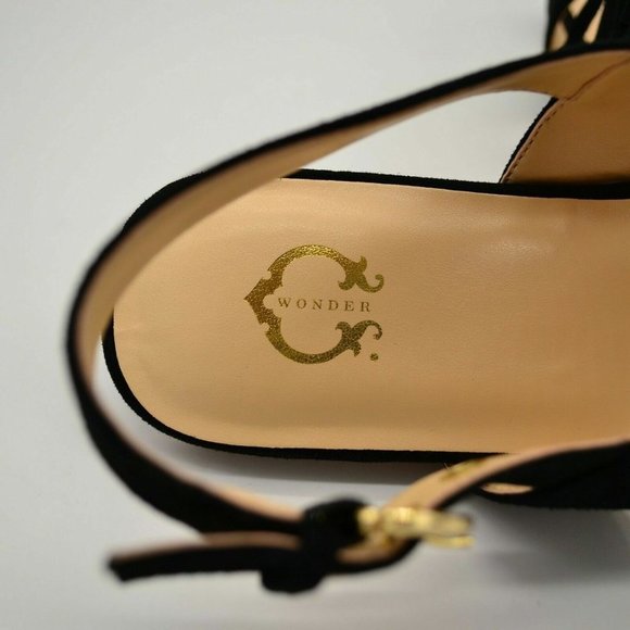 C Wonder Womens Jessica Fringed Sandal Sz 6.5M Black Suede Buckle Back Strap NEW - Picture 6 of 6